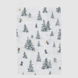 アルパインスキーヤーと隠されたイェティス – ダウンヒルスキー ゴルフタオル