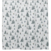 アルパインスキーヤーと隠されたイェティス – ダウンヒルスキー シャワーカーテン (正面)