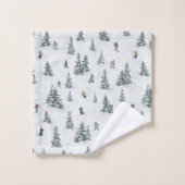 アルパインスキーヤーと隠されたイェティス – ダウンヒルスキー バスタオルセット (ウォッシュタオル)