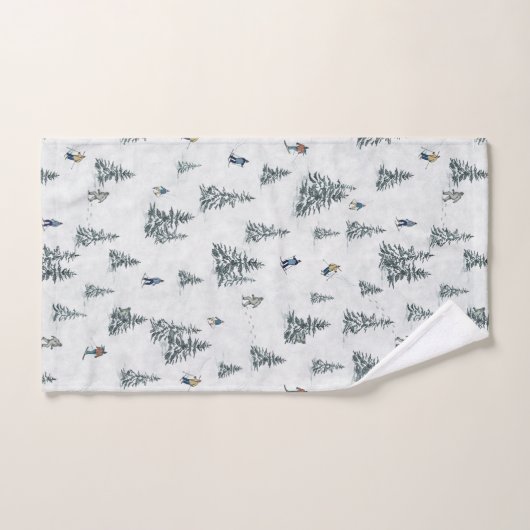 アルパインスキーヤーと隠されたイェティス – ダウンヒルスキー バスタオルセット (ハンドタオル)