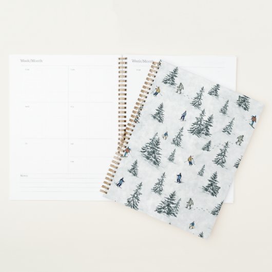 アルパインスキーヤーと隠されたイェティス – ダウンヒルスキー プランナー手帳 (ディスプレー)