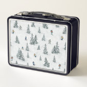 アルパインスキーヤーと隠されたイェティス – ダウンヒルスキー メタルランチボックス (裏面)