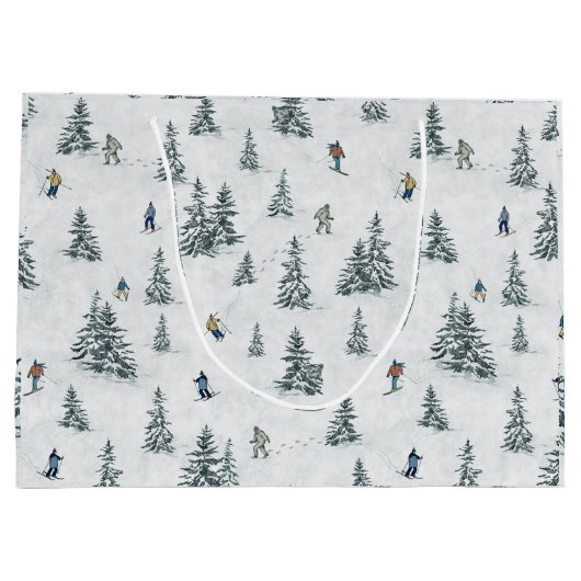 アルパインスキーヤーと隠されたイェティス – ダウンヒルスキー ラージペーパーバッグ (裏面)