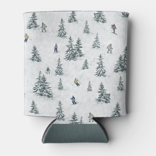 アルパインスキーヤーと隠されたイェティス – ダウンヒルスキー 缶クーラー (正面)