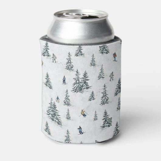 アルパインスキーヤーと隠されたイェティス – ダウンヒルスキー 缶クーラー (缶裏面)