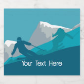 アルパインスキーヤーオールマウンテンスキーパーソナライズされた スパークリングワインラベル (シングルラベル)