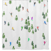アルパインスキーヤースキーの冬の木 シャワーカーテン (正面)