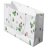 アルパインスキーヤースキーの冬の木 ラージペーパーバッグ (正面アングル)