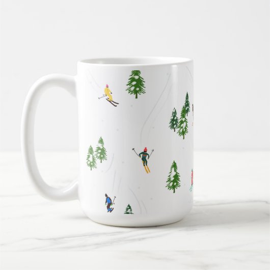 アルパインスキーヤースキーイラストレーションスキーヤー コーヒーマグカップ (左)