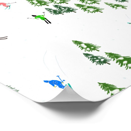 アルパインスキーヤースキーイラストレーションスキーヤー ポスター (角)