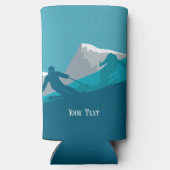 アルパインスキーヤーダウンヒルスキーパーソナライズされた スリム缶クーラー (裏面)