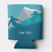 アルパインスキーヤーダウンヒルスキーパーソナライズされた 缶クーラー (裏面)