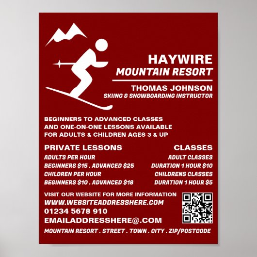 アルパインスキーヤー、スキー/スノーボーディングレッスン/クラス ポスター (正面)
