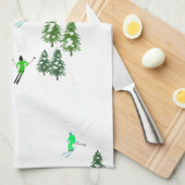 アルパインスキー |ゴンドラスキーリフト休日スキーヤー キッチンタオル (四つ折り)