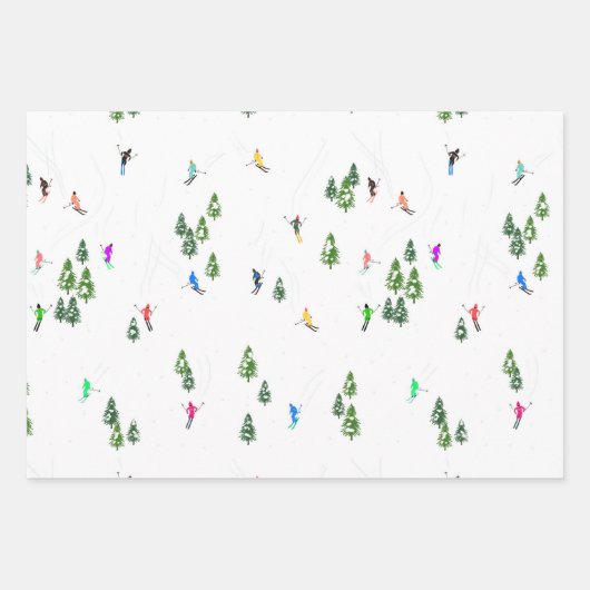 アルパインスキー |スキーホリデースキーヤー冬 ラッピングペーパーシート (正面)