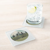 アルパインセレニティ：丘と雪をかぶったピーク ガラスコースター (アングル)