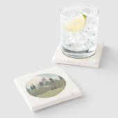 アルパインセレニティ：丘と雪をかぶったピーク ストーンコースター (横)