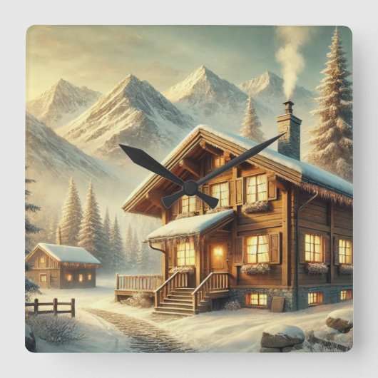 アルパインチャーム スクエア壁時計 (正面)