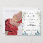 アルパインツリーズウィンター・オンデーランド1回目の誕生日写真 招待状 (正面)