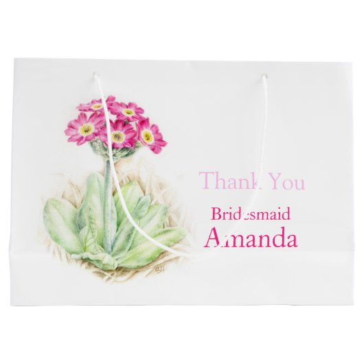 アルパインプリムローズピンクの花嫁介添え抱き枕 ラージペーパーバッグ (裏面)