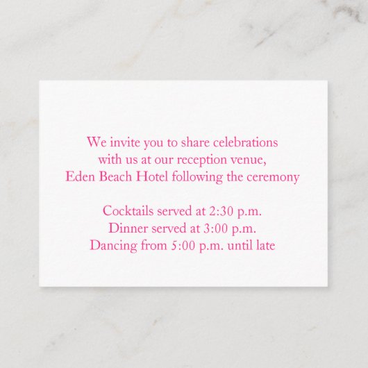 アルパインプリムローズ結婚アートの情報エンクロージャカード エンクロージャーカード (裏面)