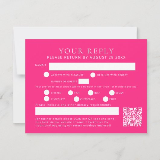 アルパインプリムロ結婚ーズアートのQRコード付き返信 出欠カード (裏面)