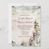 アルパインマウンテンウッドランドスタッグブルグンディ結婚ズ | 招待状 (正面)