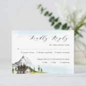 アルパインマウンテンウッドランドフォレストウェディングRSVP カード (スタンド正面)