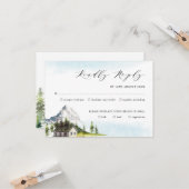 アルパインマウンテンウッドランドフォレストウェディングRSVP カード (正面/裏面インサイチュ)