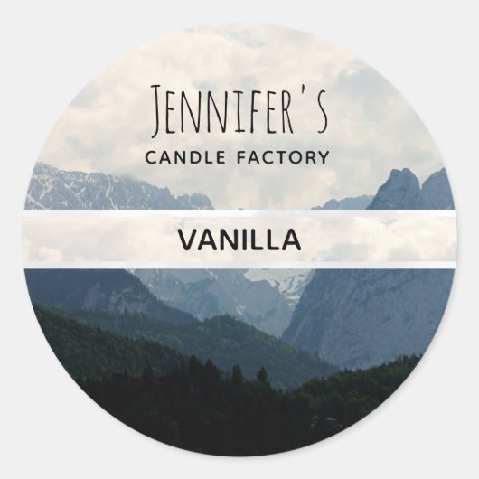 アルパインマウンテンズカントリーフォトキャンドルまたは石鹸 ラウンドシール (正面)