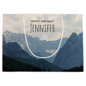 アルパインマウンテンズカントリー自然写真誕生日 ラージペーパーバッグ (正面)