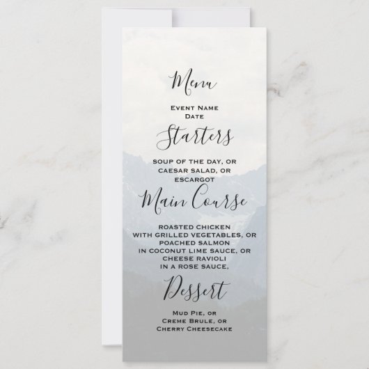 アルパインマウンテンズカントリー自然結婚写真のメニュー 招待状 (正面)