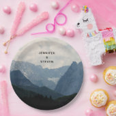 アルパインマウンテンズ自然フォトカントリーウェディングパペ ペーパープレート (パーティー)