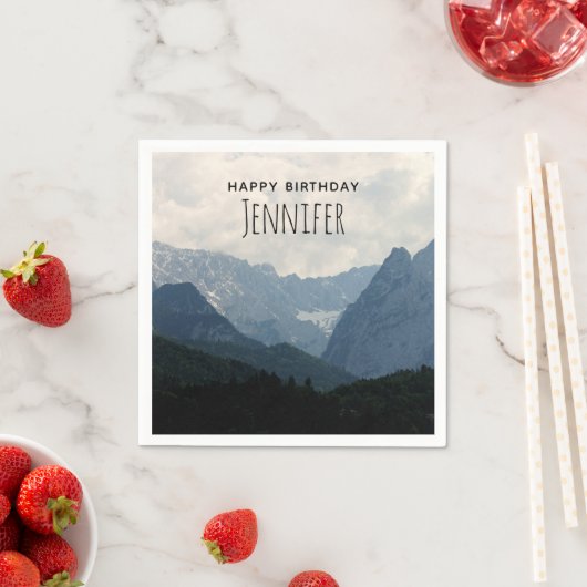 アルパインマウンテンズ自然フォトカントリー誕生日 スタンダードカクテルナプキン (インサイチュ)