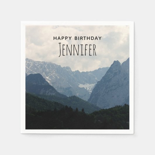 アルパインマウンテンズ自然フォトカントリー誕生日 スタンダードカクテルナプキン (正面)