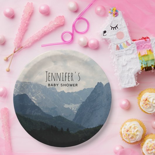 アルパインマウンテンズ自然フォトカントリー赤ちゃんシャワー ペーパープレート (パーティー)