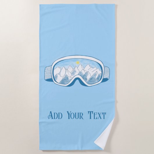 アルパイン反射付きスキーゴーグルパーソナライズされた ビーチタオル (正面)