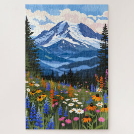 アルパイン湖の山の野生の花の草原パズル - Mountain Wildflower Meadow P ジグソーパズル