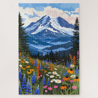 アルパイン湖の山の野生の花の草原パズル - Mountain Wildflower Meadow P ジグソーパズル