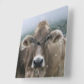 アルパイン牛 スクエア壁時計 (傾斜)