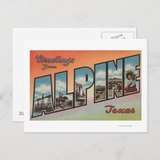 アルパイン、テキサス州ラージレターScenesAlpine、TX ポストカード (正面/裏面)