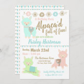アルパカおもしろい誕生会 招待状 (正面/裏面)