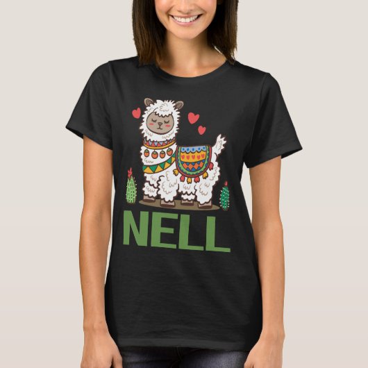 アルパカが好き - Nell 名前 Tシャツ (正面)