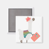 アルパカとスーツケース マグネット (正面/裏面)