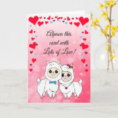 アルパカとラおもしろいマスバレンタインデー カード (黄色い花)