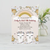 アルパカとラマの双子ちゃんの誕生日招待状 招待状 (スタンド正面)