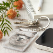 アルパカのスマイルは2味方されたKeychainのバッグのラベルを個人化します キーホルダー (正面右)