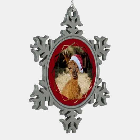 アルパカのピューターの雪片のオーナメント スノーフレークピューターオーナメント (左)