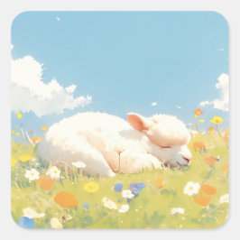 アルパカの眠る牧草地 スクエアシール