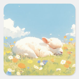 アルパカの眠る牧草地 スクエアシール